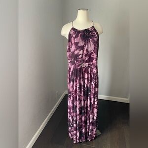 Elegant Purple Floral Maxi Dress